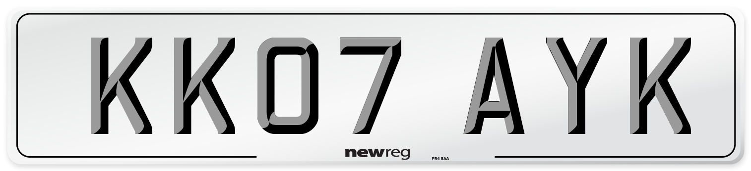 KK07 AYK Number Plate from New Reg